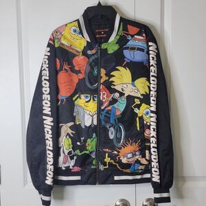 Members Only Unisex Sz M Nickelodeon Varsity  Bomber Jacket Ren Stimpy SpongeBob